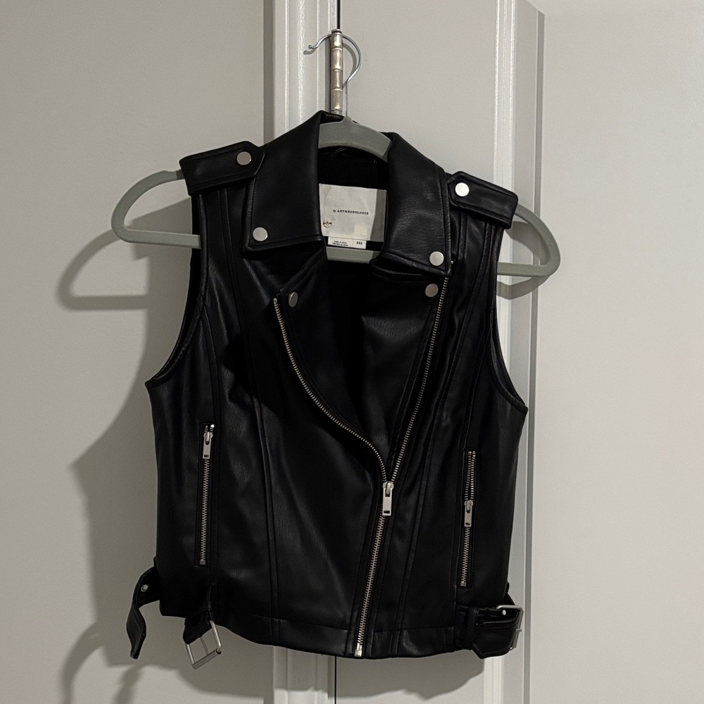 Anthropologie Vegan Leather Black Vest